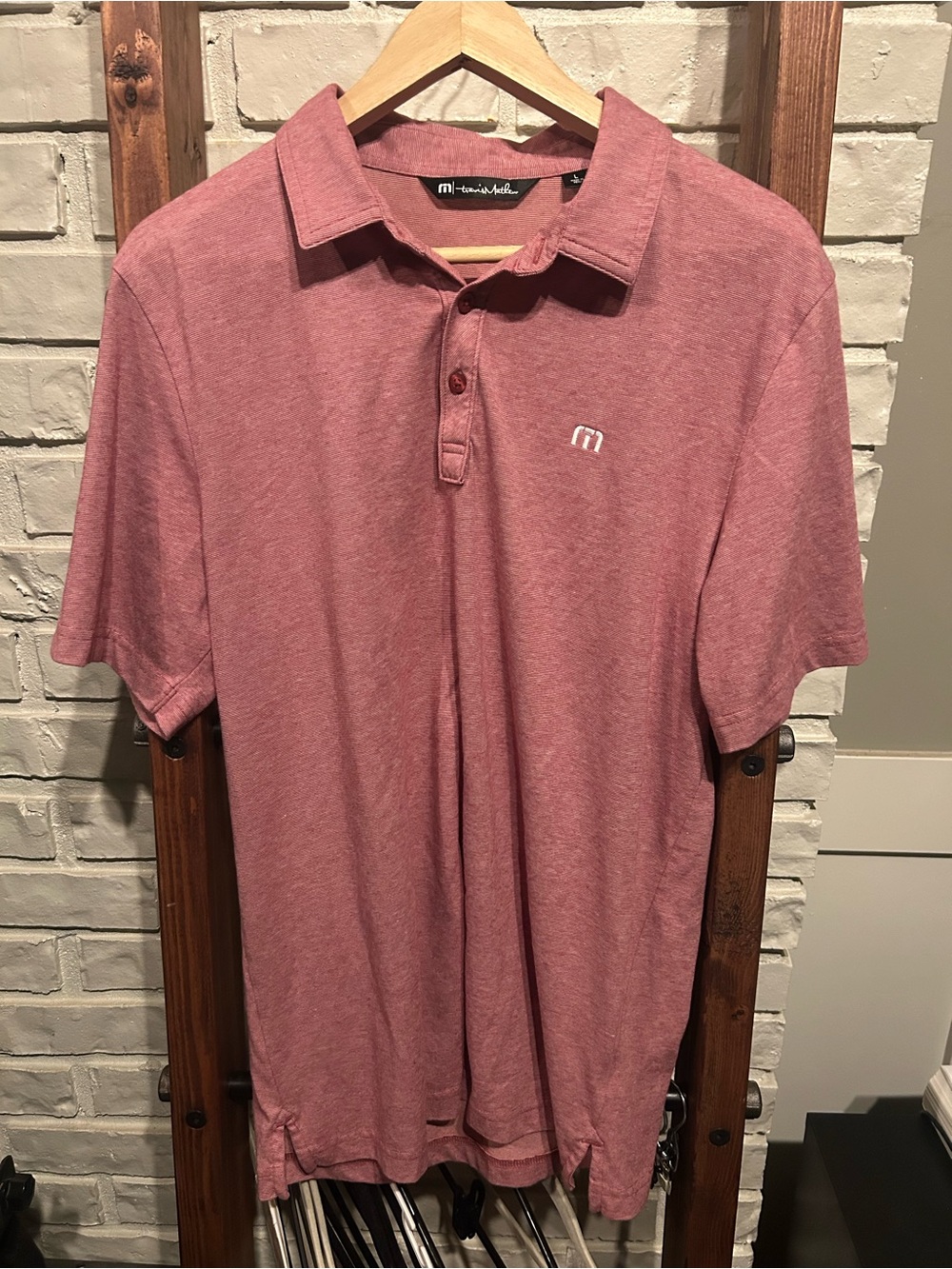 Travis Mathew Men's "The Zinna Golf Polo" in Heather Cardinal L